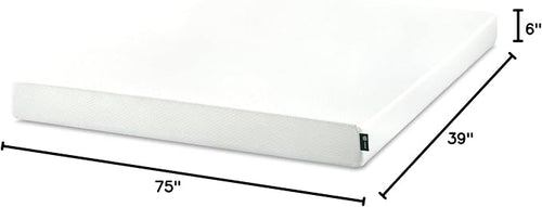 6 Inch Twin Green Tea Memory Foam Mattress [New Version], Fiberglass Free, Medium Firm Feel, Zoned Pressure Relief, Certified Safe Foams & Fabric, Mattress in A Box