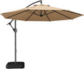 HOMSHADE 10ft Offset Patio Umbrella with Base Included, Cantilever Offset Hanging Patio Outdoor Market Umbrella UPF50+ UV Protection with Easy Tilt and Crank for Pool Deck and Garden(Beige)