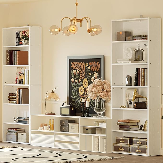 Bookshelves and Bookcases Set of 2 Floor Standing 6 Tiers Display Storage Shelves 70 in Tall Bookcase